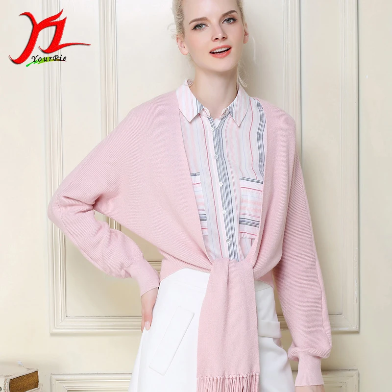 Europe and America Fashion Womens Dress Tassels Knitted Cardigan Lady Long Sleeve High end Sweater Elegant Coat Tippet