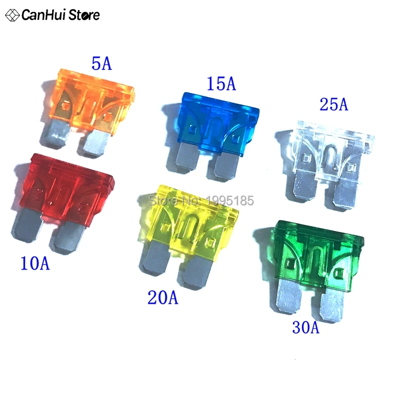 

30Pcs Standard Auto Blade Fuse for Car 5 10 15 20 25 30 AMP Each 5pcs Car Fuse Auto Fuse White Yellow Red Blue Orange Green 10A