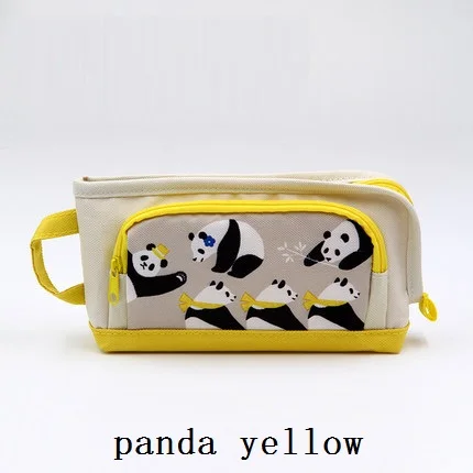 panda yellow Чехол-карандаш с пандой, вместительные кавайные канцелярские школьные чехол, многофункциональная ручка, сумка для макияжа, чехол для инструментов, мешочек для подарков на день рождения - Цвет: panda yellow