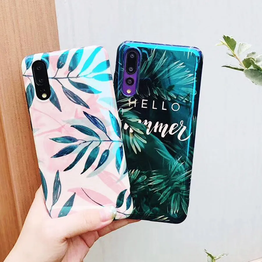 

For huawei P20 pro honor 10 nova 2s case cover luxury blue ray tropical leaves relief soft silicone phone bag shell Ritozcase