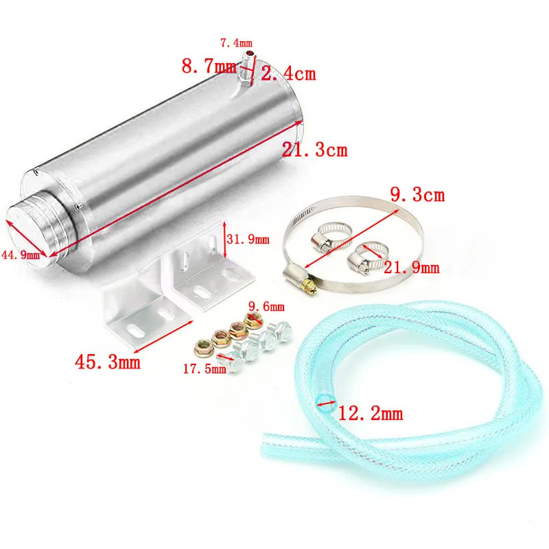 1set Silver   800ml Unbiversal Overflow Catch Tank Radiator Coolant Cooling Aluminum Alloy Catch Tank Overflow Reservoir