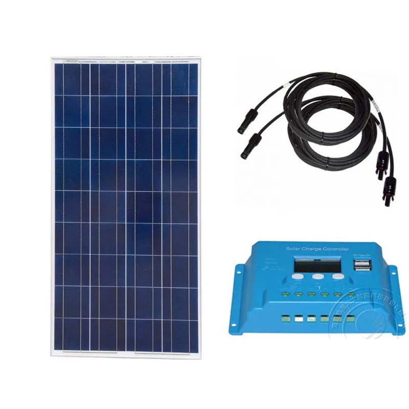 

Kit Solar Panel Camping 12v 150w Solar Battery Charger Controller 12v/24v 10A RV Motorhome Caravan Solar System