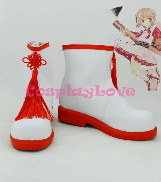 SAKURA KINOMOTO Cosplay Shoes Boots Custom Made red&white SAKURA KINOMOTO Cosplay Shoes Boots Custom Made red&white
