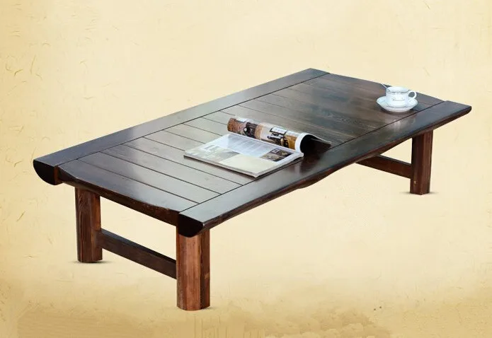 Antique Color Rectangle Asian Tea Table Wooden Furniture Traditional Living Room Solid Wood Low Center Table For Drinking Tea