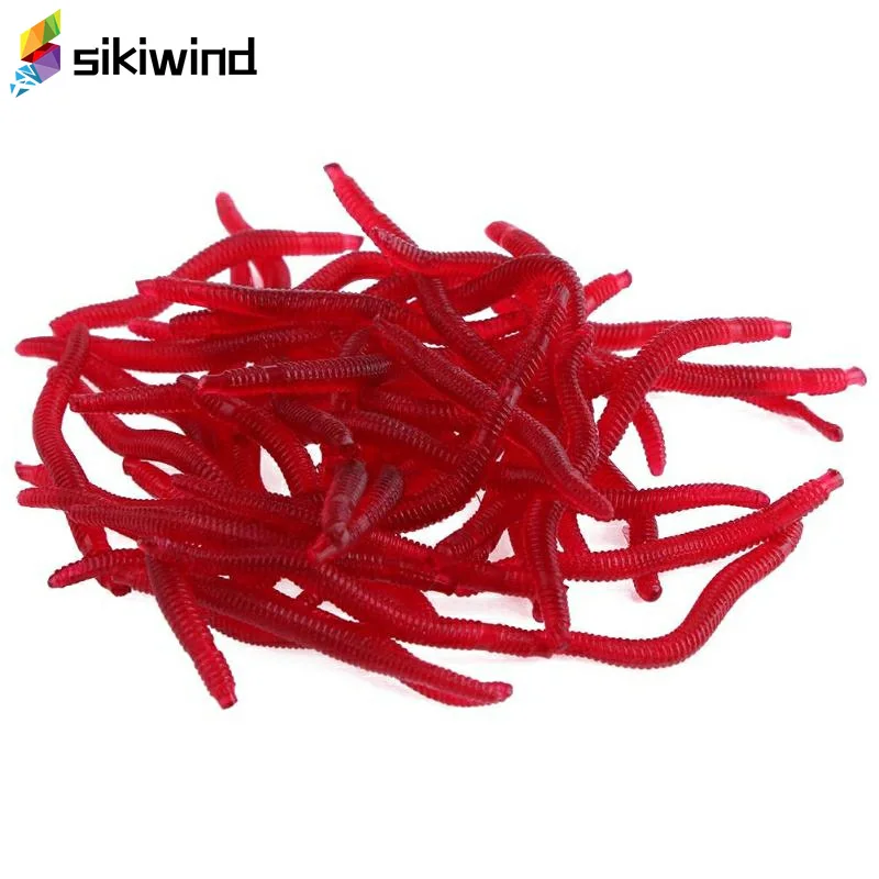 

50Pcs/set 0.2g/3.5cm Soft Red Worm Baits Earthworm Carp Fishing Lures Tackles Suitable for All Year Round Carp Fishing Bait