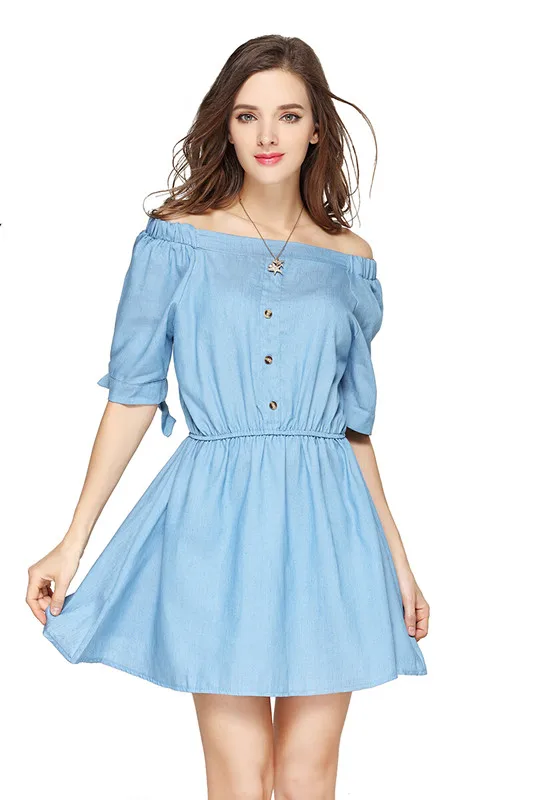 women corset slash neck jeans dress 13_