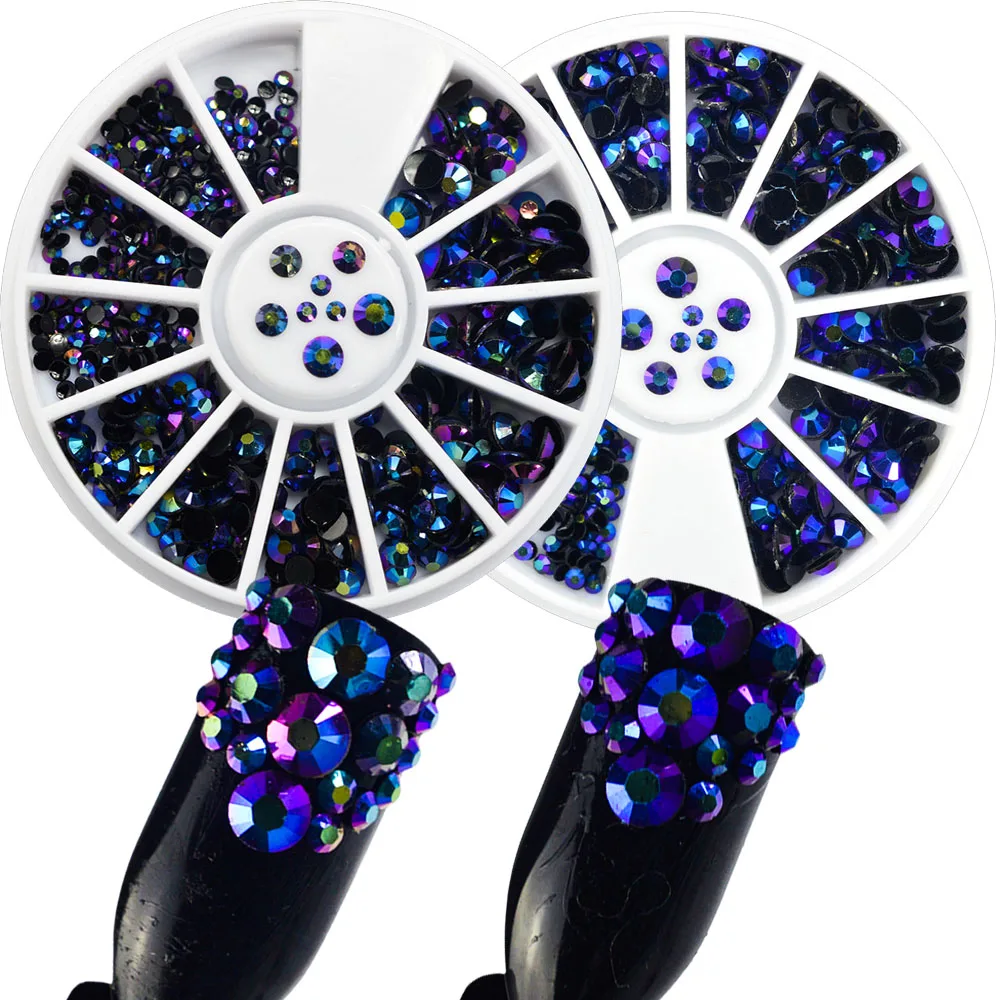 2 عجلات مسمار الفن الراين جديد كريستال تسلق الأزرار مسمار الراتنج هلام الماس مختلطة 2/3/4 ملليمتر الزينة DIY لهب + Montata TR206
