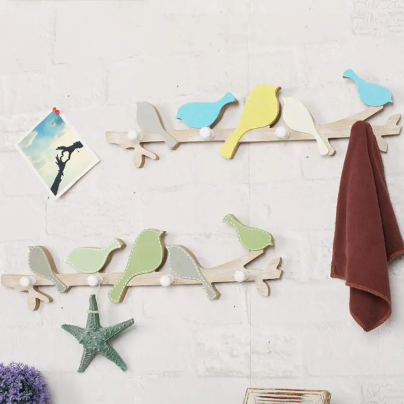 Creative-Wooden-Birds-Wall-Hooks-Bedroom-Clothing-Shop-Wall-rack-Wood-Coat-SundriesTools-Hanger-Wall-Mounts