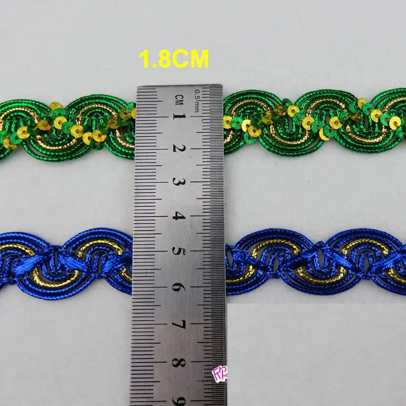 YACKALASI 12 ярдов Косплей плетеные кружевные планки крючком S волна полосатая лента с блестками лента планки 1,8 см