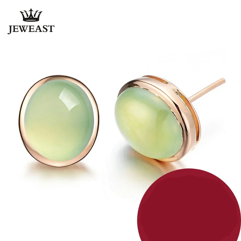 

Natural grape stone 18K Pure Gold Earring Real AU 750 Solid Gold Earrings Diamond Trendy Fine Jewelry Hot Sell New 2019