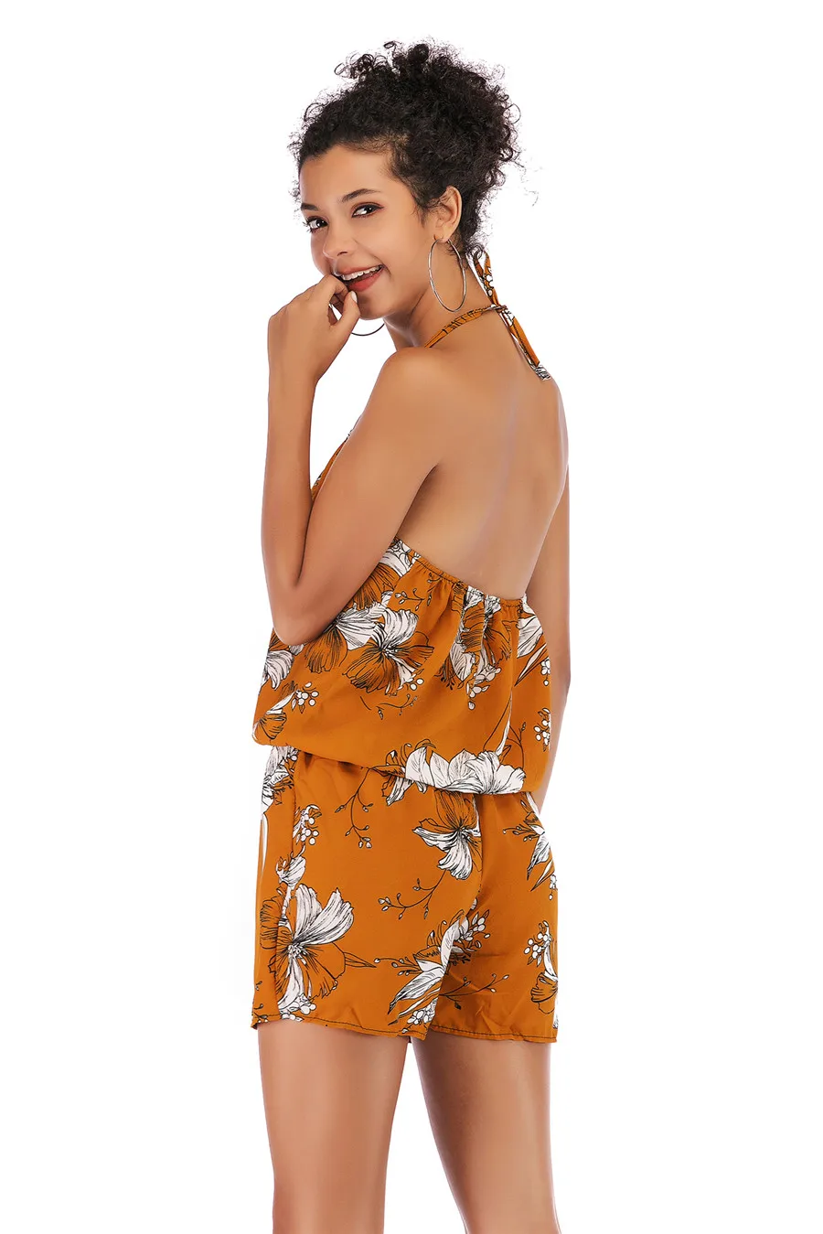 Gladiolus Bohemian Romper Women Sleeveless Halter Backless Sexy Floral Print Rompers Womens Jumpsuit 2019 Sexy Ladies Playsuit (20)