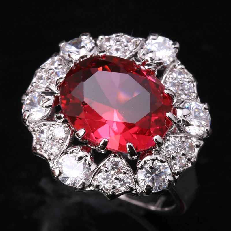 

Attractive Round Rosarot Puchsia Red Gems Garnet 925 Sterling Silver Trendy Jewelry Ring US# Size 6 / 7 / 8 / 9 S1501