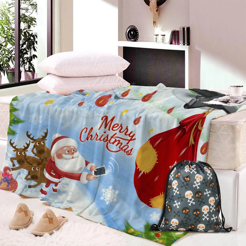 

Home Textile Christmas New Year Blanket Super Soft Fluffy Portable Wearable Adult Children Wrap Throw Blanket Coral Fleece Print