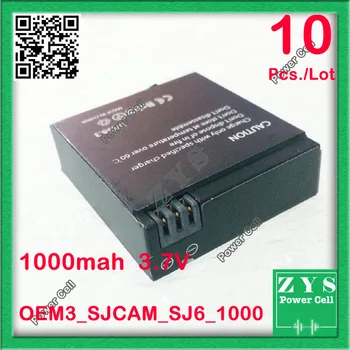 

10 pcs./Lot 3.8V 1000mAh 3.8Wh Li-ion Battery Black for SJCAM SJ6 LEGEND Sport Camera Battery,With plastic box, Free shipping