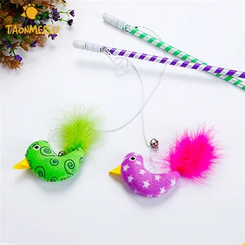 

Cat Teaser Wand With Catnip Plush Bird with Bells Kitten Interactive Toy Newest