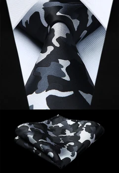 

Woven Men White Black Tie Plaid Necktie Handkerchief Set#TG805W8S Party Wedding Classic Fashion Pocket Square Tie