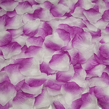 1000 шт шелковые лепестки роз для свадебной вечеринки Конфетти Для украшения стола украшения красный цвет фиолетовый, розовый, желтый - Цвет: Purple White