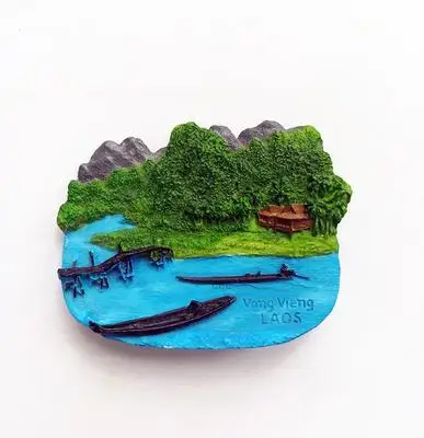 Европейский мир туризма сувениры Лаос Франция Германия Италия смолы холодильник 3D магнит стикер украшение для путешествия - Цвет: Зеленый