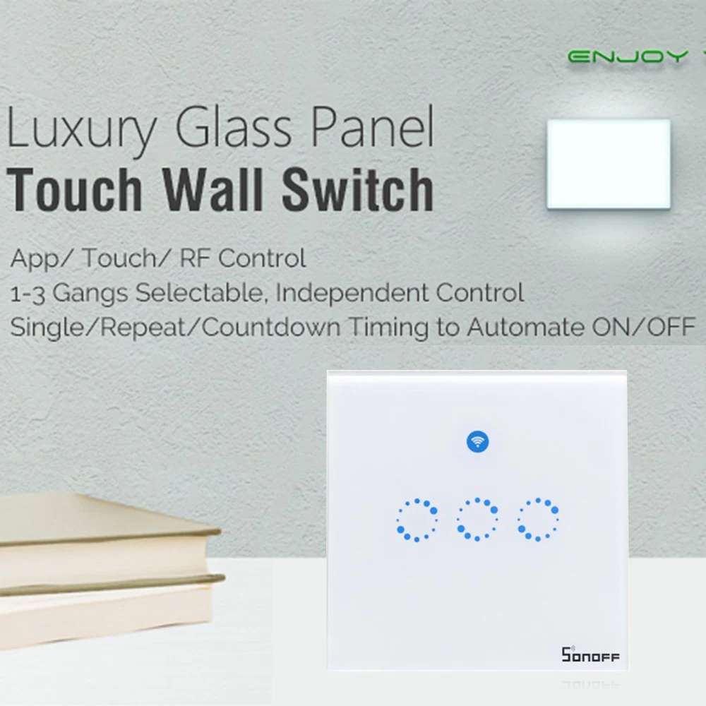 Sonoff T1 1 2 3 Gang Wifi Smart Rf App Touch Control Wall Light Switch Timer 86 Type Uk Panel