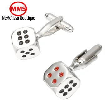 

MeMolissa Fashion jewelry square lucky gamblers silver men dice cufflinks French shirt sleeve cuff links