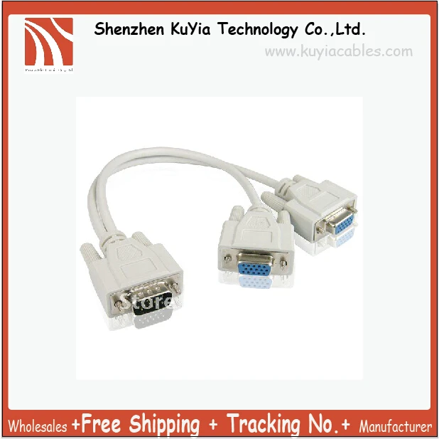 

1 PC to 2 MONITORS SPLITTER CABLE FOR VGA VIDEO, Free Shipping + Wholesale +Tracking number