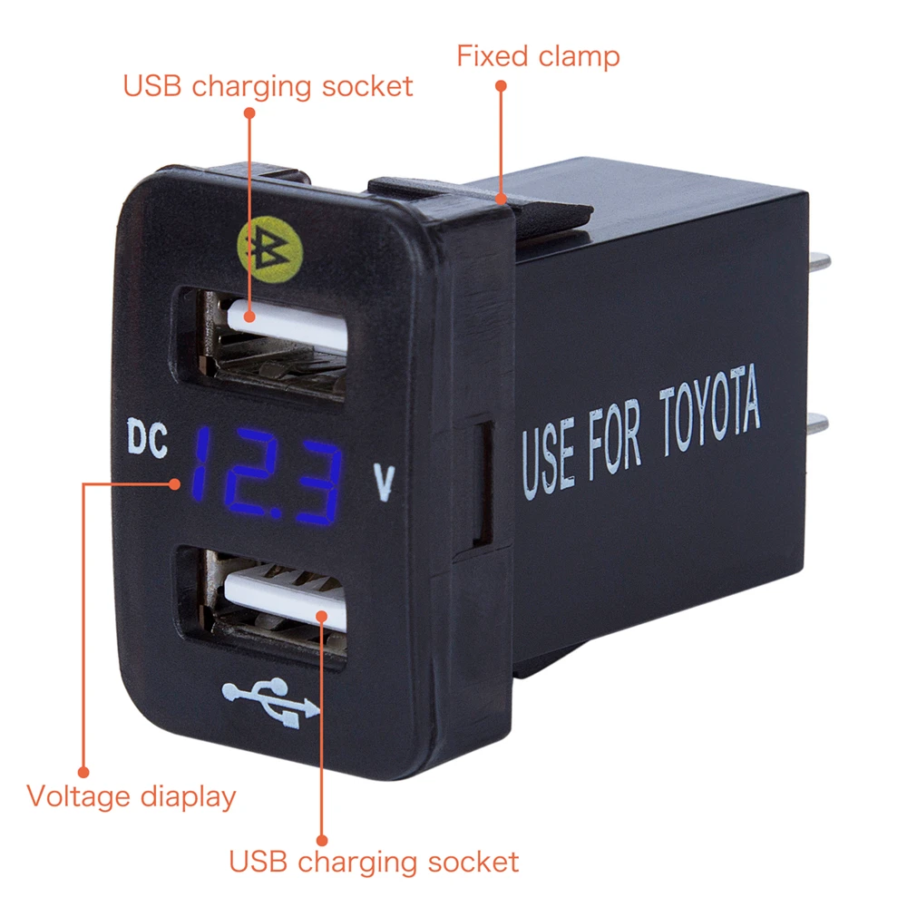 DC 12-24 В Авто прикуриватель 3.1A двойной Переходник USB для зарядки в машине для iOS/Android с Bluetooth дисплей напряжения для Toyota