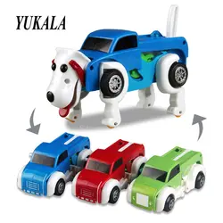 Красочные 14 см Прохладный Автоматическая превратить собаку автомобиль Заводной ходить ветра до Рождественский подарок игрушки для детей