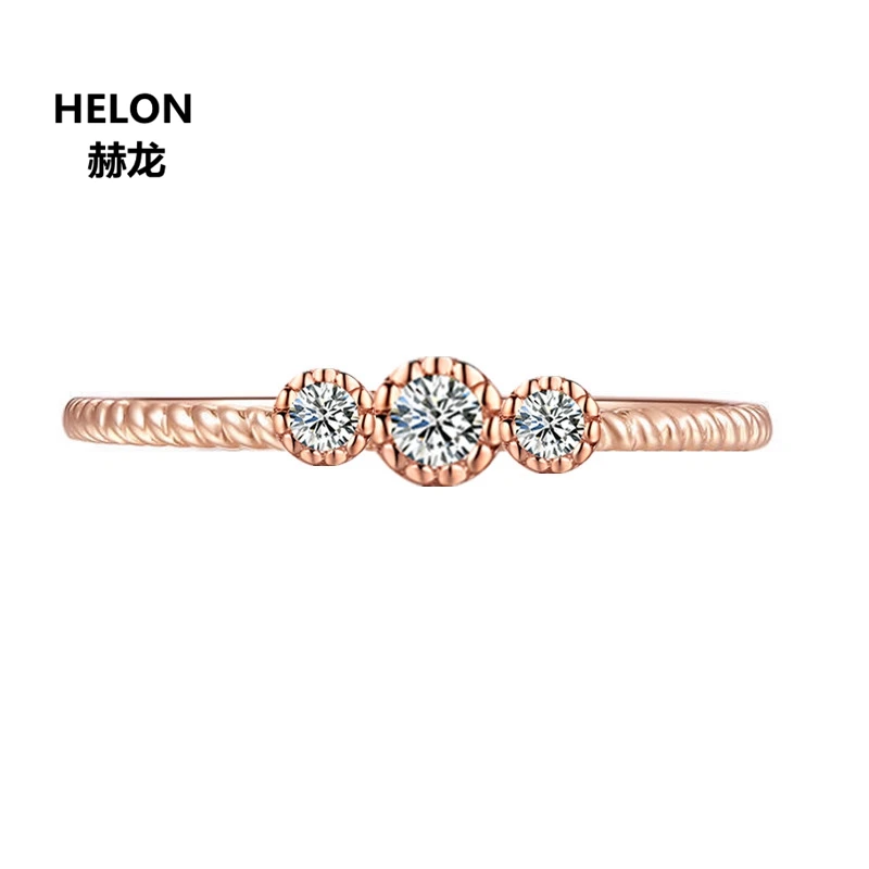 

Solid 14k Rose Gold Women Engagement Wedding Ring VVS 0.3ct Moissanites Ring Annversary Party Fine Jewelry