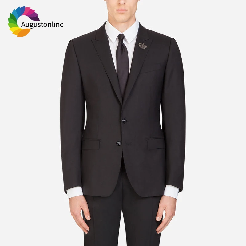 

2019 Slim Fit Black Men Suits For Wedding Business Bridegroom Smart Casual Costume Prom Tuxedo Best Man Blazer Jacket+Pants