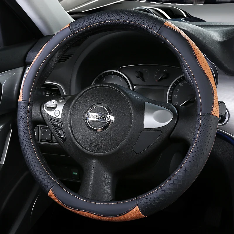 Верхние Кожаные чехлы на руль для Nissan March Maxima Note/Versa Pulsar C12 Tiida Sentra/Sylphy/ Navara NP200