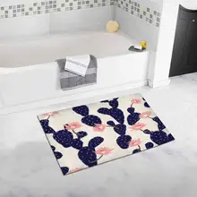 Темно-синий кактус тропический сад узор мягкий мохнатый коврик для ванной Нескользящий Резиновый коврик для ванной комнаты коврики