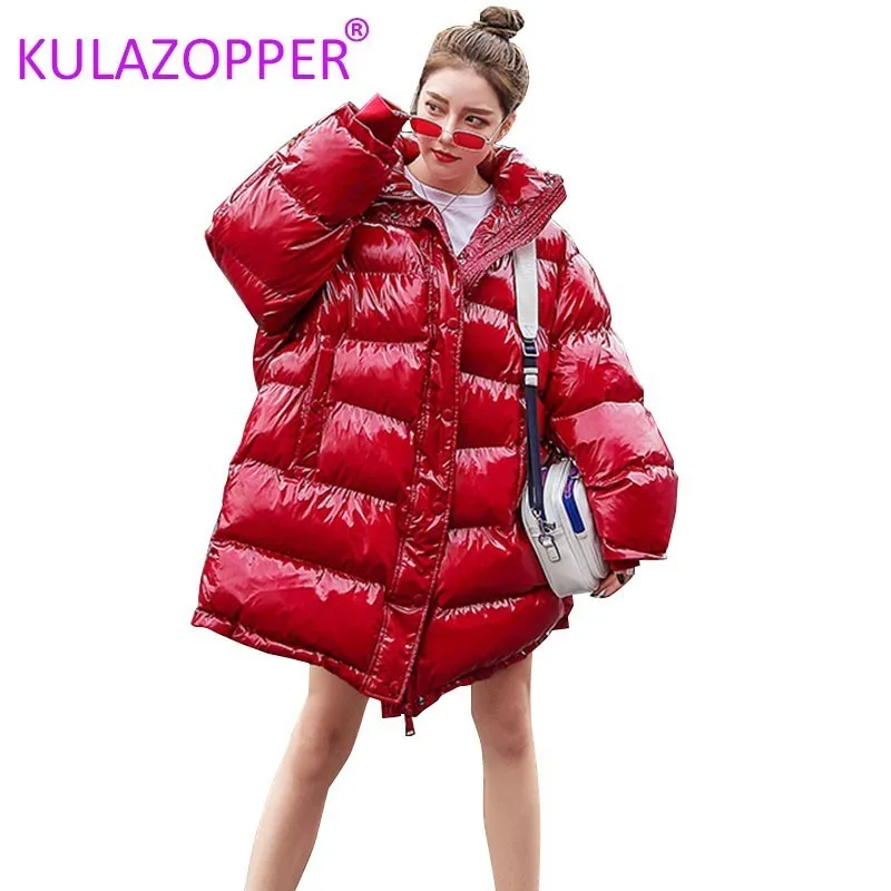 

KULAZOPPER High end Down jackets woman 2019 winter new loose long thicken female Outside coats LZ024