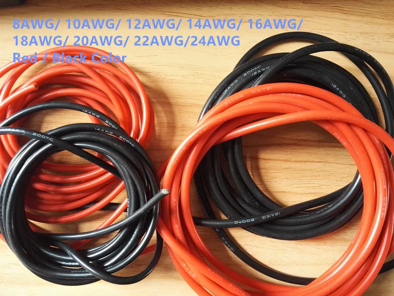 1 Metro Rosso E Nero 1 Metro Silicon Wire 8Awg 10Awg 12Awg 16Awg 14Awg Heatproof Silicone Morbido Gel Di Silice Wire 22Awg 18Awg Cavo