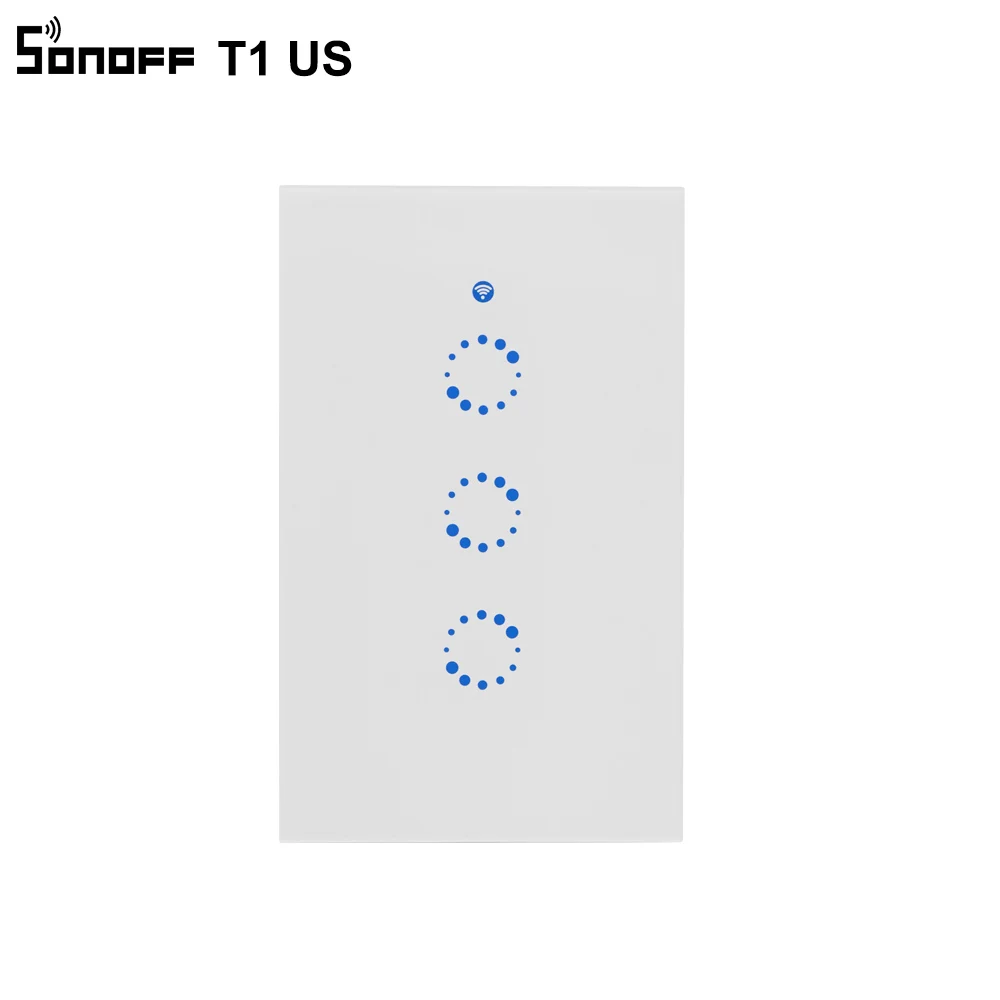 Sonoff T1 США умный Wifi настенный светильник переключатель 1 2 3 Банды сенсорный/WiFi/315 RF/APP пульт дистанционного управления умный дом настенный сенсорный переключатель работает с Alexa