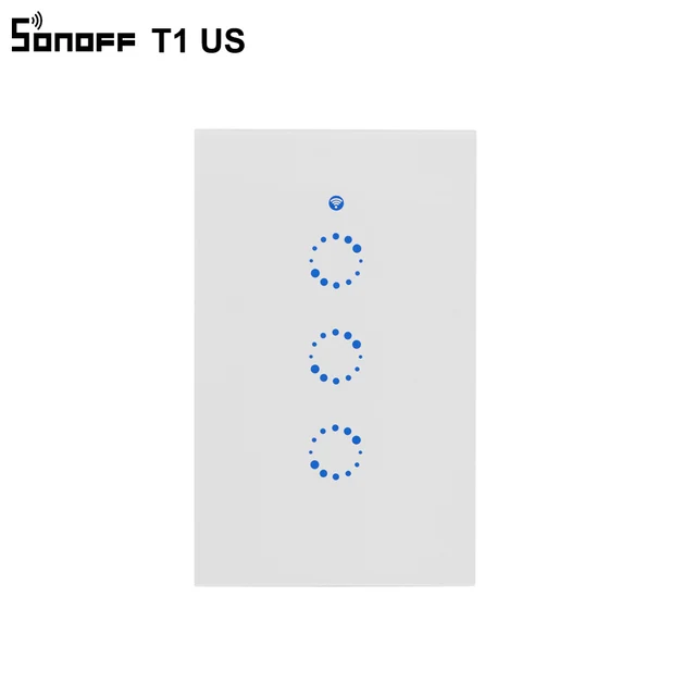Sonoff T1 US Smart Wifi Wall Light Switch 1 2 3 Gang Touch/WiFi/315 RF/APP Remote Smart Home Wall Touch Switch Works with Alexa