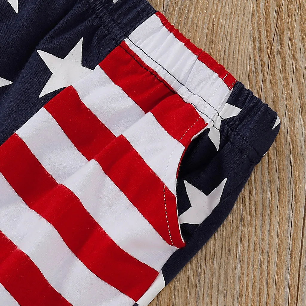 Летние Детские комплекты из 2 предметов футболки с принтом американского флага для маленьких мальчиков и девочек, комплект с шортами Одежда для новорожденных, vetement enfant fille, 19Apr19