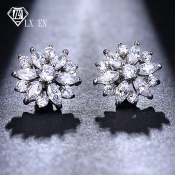 

LXOEN Jewelry High Quality Gems Glittering Rhinestone Earrings Female Exquisite Zircon Sparkling Earrings Gift