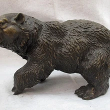 Bi002139 Китайского классического Искусства скульптура Бронза Медь Лаки прекрасный черный медведь Статуя