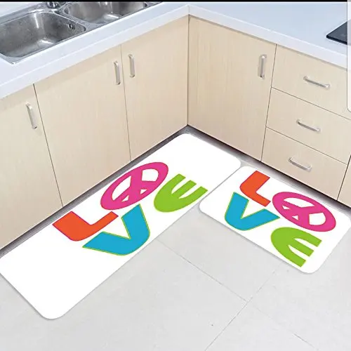 

2 Piece Kitchen Mats and Rugs Set Love Home Simple Arts Home Deocr Non Skid Area Runner Doormats Carpet