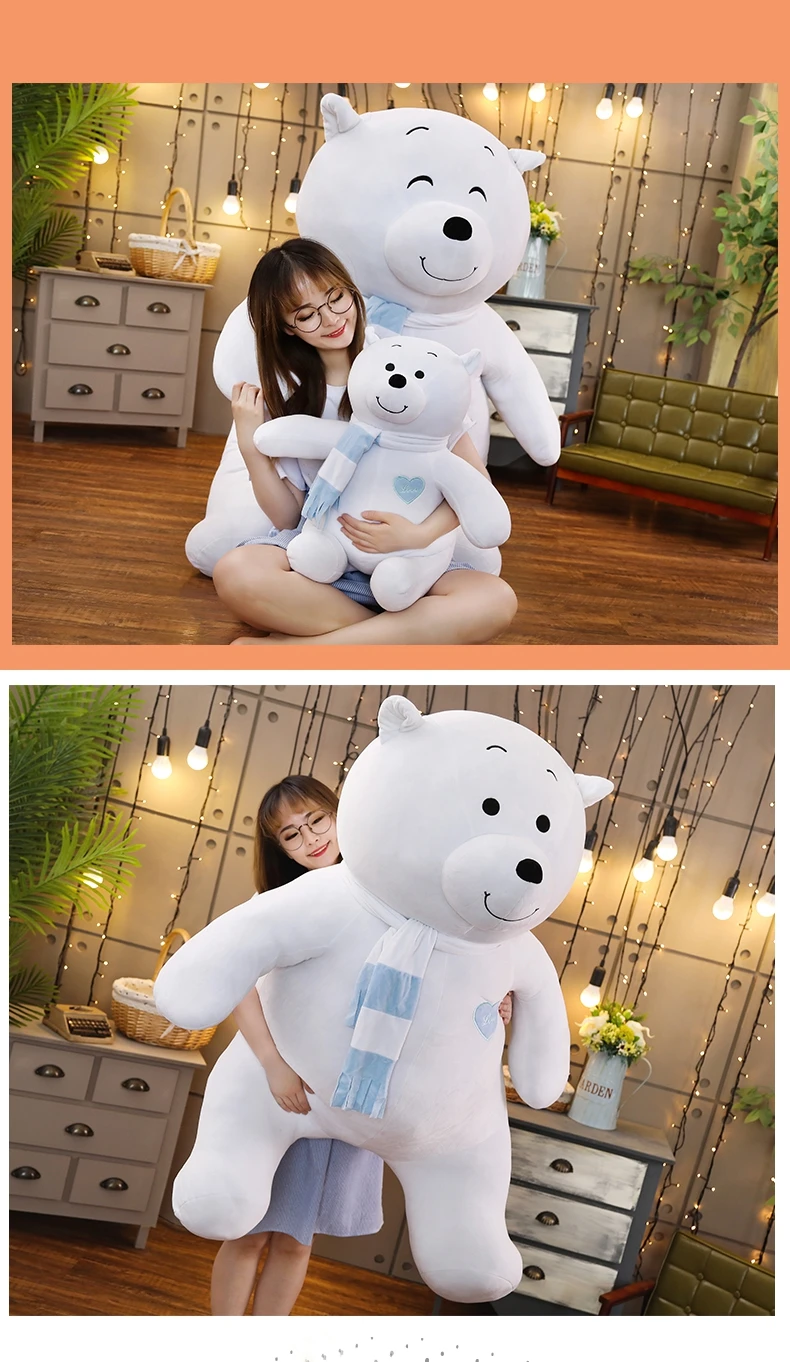 Большой размер Kawaii плюшевый полярный медведь игрушка мягкий мультфильм Плюшевый медведь плюшевый медведь куклы-модели ребенка подарок на день рождения девушки