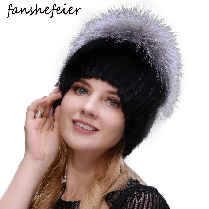 Шапки из натурального меха лисы Fanshefeier теплые зимние шапки норки для