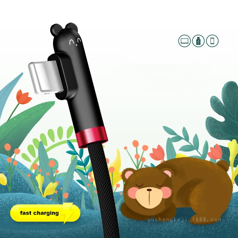 

Elbow Mini Cartoon Mobile Phone Cable Type c Hand Tour Fast Charging Source Line Applicable To iphone 6S 7 8 Plus X XR Cables