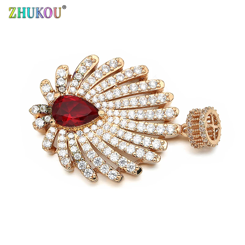 

32*47mm Handmade Brass Cubic Zirconia Charms Pendants DIY Jewelry Bracelet Necklace Making, Model: VD353