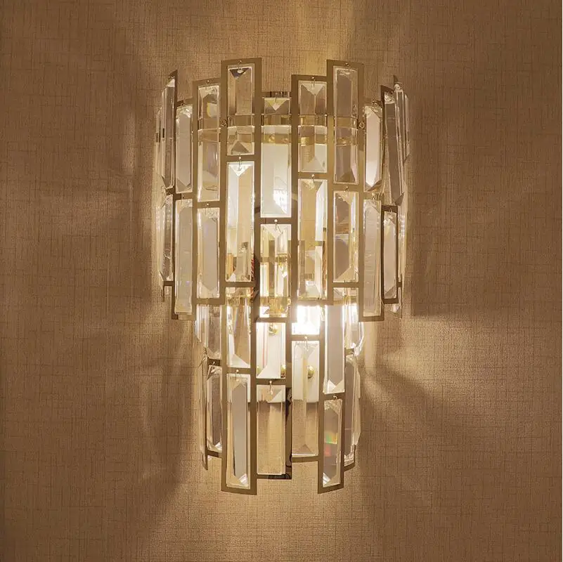 Золотой кристалл настенный светильник из нержавеющей стали узор настенный светодиодный светильник для гостиной
