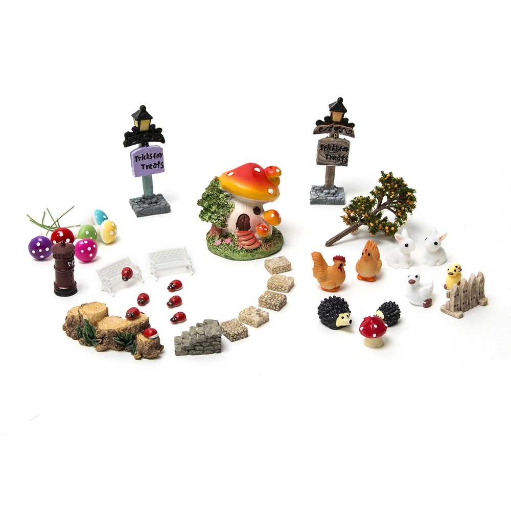 

38Pcs/set Fairy Garden Decoration Miniature Resin Crafts Bonsai Decorative Miniature Decoration gnomes moss terrariums figurines