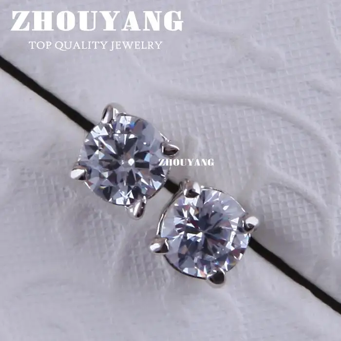 ZHOUYANG Top Quality ZYE518 Concise Crystal Silver Color Earring Jewelry Austrian Crystal Wholesale