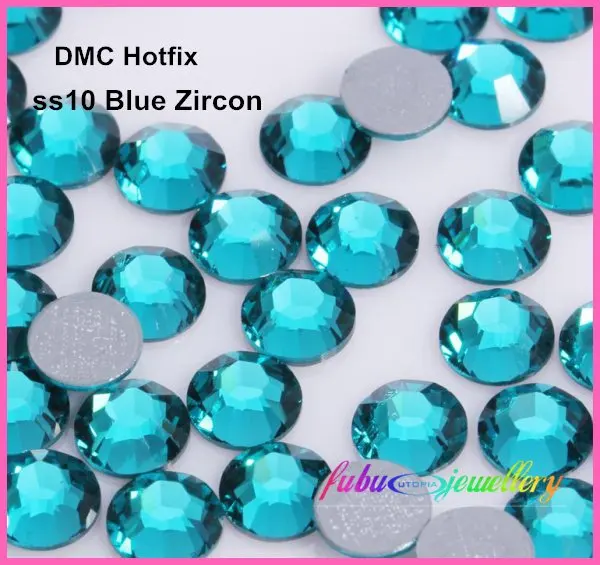 

Free Shipping! 1440pcs/Lot, ss10 (2.7-2.9mm) High Quality DMC Blue Zircon Iron On Rhinestones / Hotfix Rhinestones