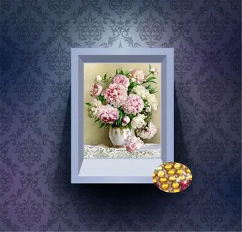 

crystal round drill peony modern home decoration diamond painting flowers needlework 5d diy diamond embroidery painting 30x40