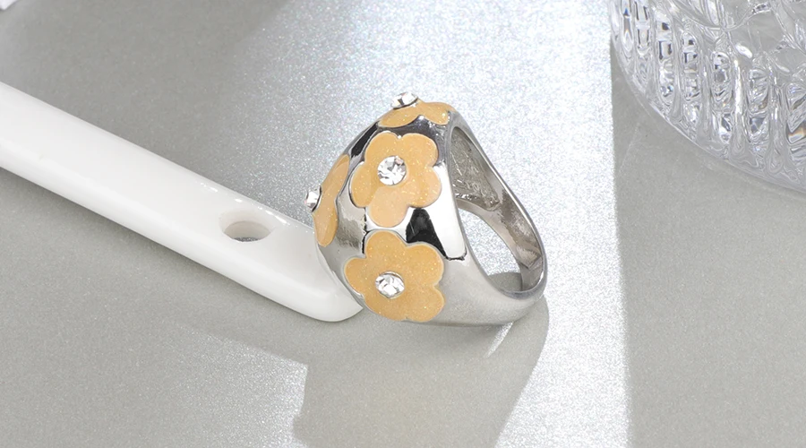 Kinel роскошное эмалированное маленькое цветочное кольцо для женщин серебряного цвета с кристаллами вечерние модные ювелирные изделия подарок