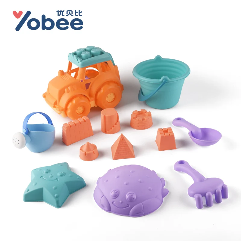 Silicone Beach Toy Set With Sand Buckets And Shovels For Kids - Silicone Beach Toy Toddler And